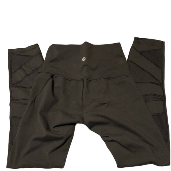 Lululemon Wunder Under Pant High Rise*Tech Mesh 28" Black Yoga 2 lace inset - Picture 8 of 16
